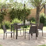 vidaXL Tuin Eettafel Set 5 pcs Bruin en Zwart PE Riet, Verzenden, Nieuw