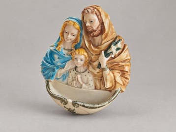 Verzameling 8 religieuze beelden & wijwaterbakjes - Vintage