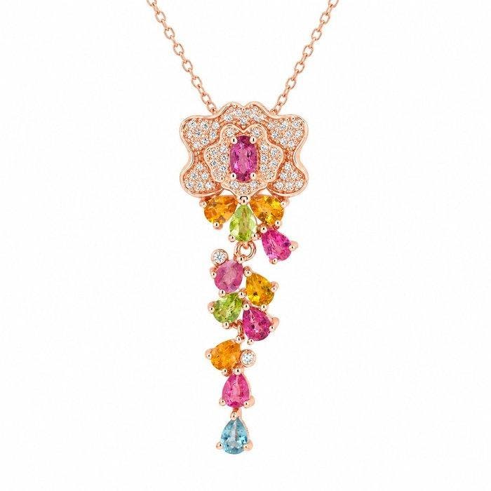 Sans prix de réserve - Collier Plaqué or Tourmaline - Topaze, Handtassen en Accessoires, Kettingen