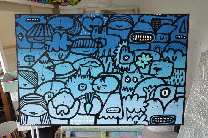 Kev Munday - Waving, Antiquités & Art, Art | Peinture | Moderne