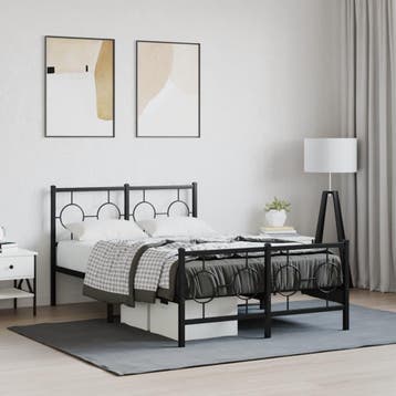 vidaXL Bedframe met hoofd- en voeteneinde metaal zwart, Verzenden, Nieuw