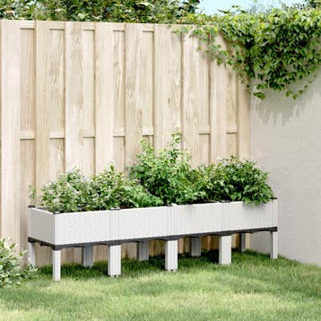 vidaXL Plantenbak met poten 160x40x42 cm polypropeen wit, Tuin en Terras, Verzenden, Nieuw