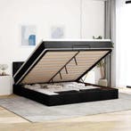vidaXL Bed poef met matras en LEDs 180x200 cm stof zwart, Huis en Inrichting, Slaapkamer | Bedden, Verzenden, Nieuw