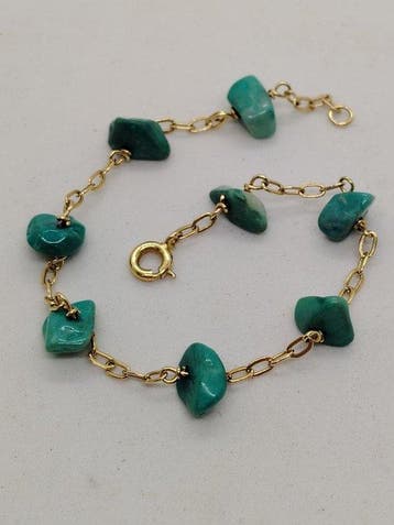 Armband - 18 karaat Geel goud Turquoise, Nieuw