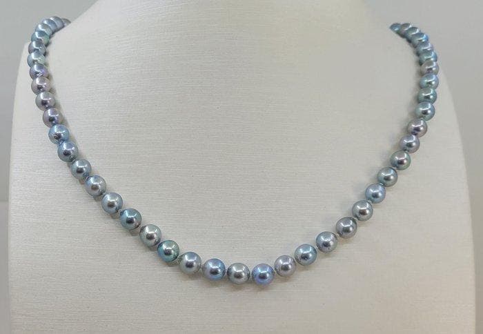 Halsketting 6×6,5 mm zilveren Akoya parels, Handtassen en Accessoires, Kettingen