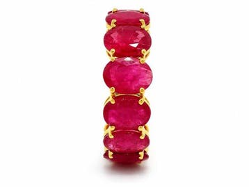 Eeuwigheidsring - 14 karaat Geel goud - 10.20ct. tw. Robijn, Handtassen en Accessoires