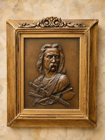 Relief, Brons, Vercingetorix van L.R. Piron (1872-1949) -