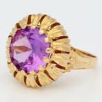 Ring - 18 karaat Geel goud - Amethist, Handtassen en Accessoires, Ringen, Nieuw