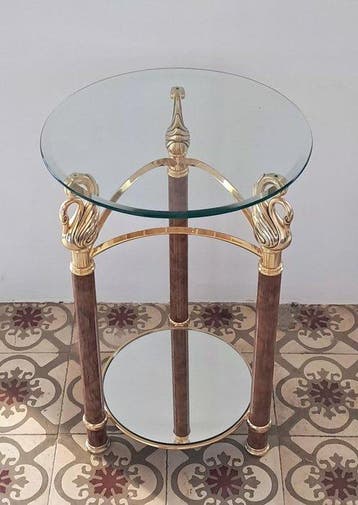 Table ambulante - Messing, Glas, Hout, Spiegel, Nieuw