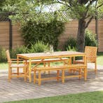 vidaXL Tuin Eettafel Set 5 pcs Bruin Massief Acacia Hout, Tuin en Terras, Tuintafels, Verzenden, Nieuw