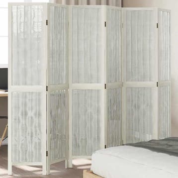 vidaXL Kamerscherm met 6 panelen massief paulowniahout wit, Verzenden