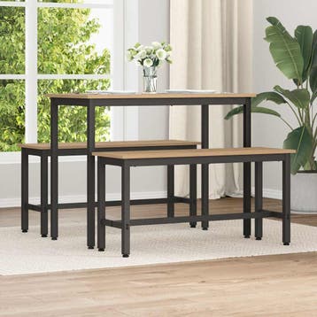 vidaXL Eetbank 100 x 32,5 x 48,5 cm Engineered hout en staal, Verzenden, Nieuw
