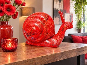 Beeld, statue of a snail red color modern fine arts colors -