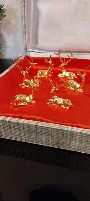 Messensteun (12) - Cerfs biches - Verguld brons, Verguld, Antiquités & Art