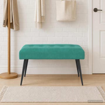 vidaXL Bank met knopen tufting Turquoise 80 x 40 x 46 cm, Verzenden