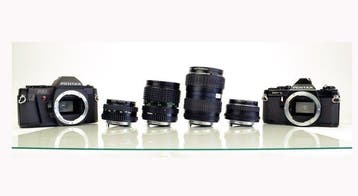 Pentax MV-1 + P30 + 4 lenzen Appareil photo argentique, Nieuw