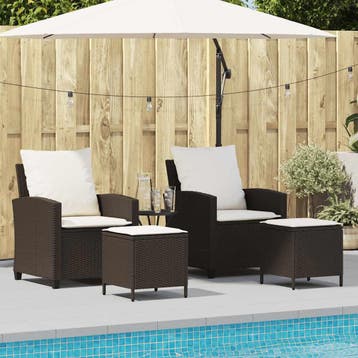 vidaXL 4-delige tuinbankset met kussens, bruin polyrotan, Verzenden