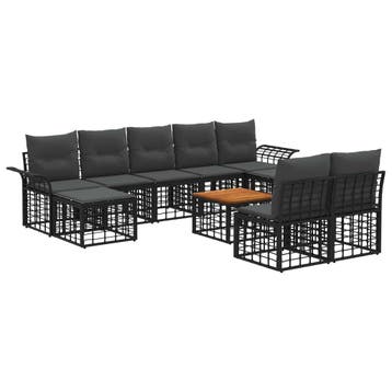 vidaXL Buiten bank set 10 pcs Zwart en Donker Grijs, Tuin en Terras, Verzenden, Nieuw