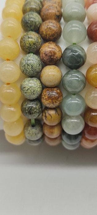 Jade canadien, Agate noire, Quartz multicolore, Agate