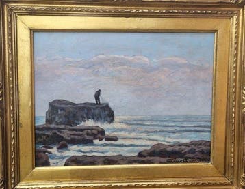 Gino Romiti (1881-1967) - Pescatore sugli scogli
