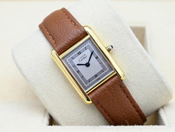 Cartier Tank Ref. 366001 Year 1990s (Box), Handtassen en Accessoires, Overige merken, Leer, Polshorloge, Ophalen of Verzenden