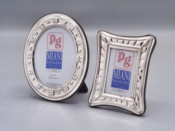 PG-Miani Argenteria - Cadre photo (2) - Argent 925 - 6x8 et, Antiquités & Art, Antiquités | Argent & Or