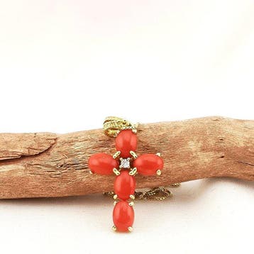 Koraal - Zilver - Ketting met hanger - handgemaakt