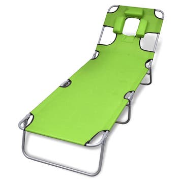 vidaXL Ligbed inklapbaar met hoofdkussen gepoedercoat staal, Verzenden