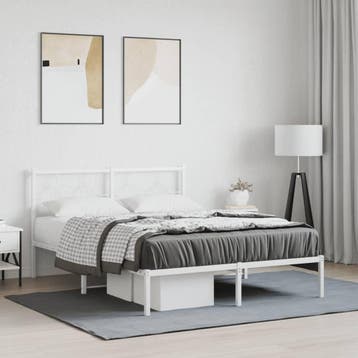 vidaXL Bedframe met hoofdbord metaal wit 140x200 cm, Verzenden, Nieuw