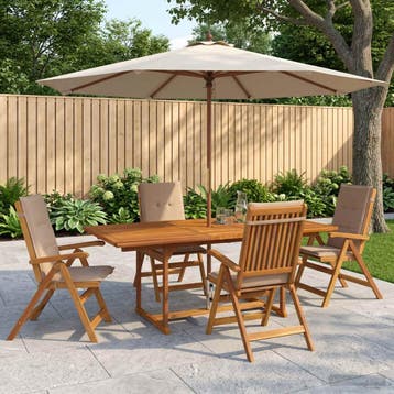 vidaXL 5-delige tuin eetset Naturel Massief Acacia Hout, Verzenden, Nieuw