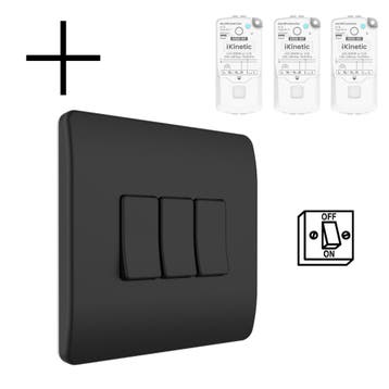 Slimme Draadloze Wandschakelaar | Zwart | RF 433Mhz | 3 knop, Maison & Meubles, Verzenden