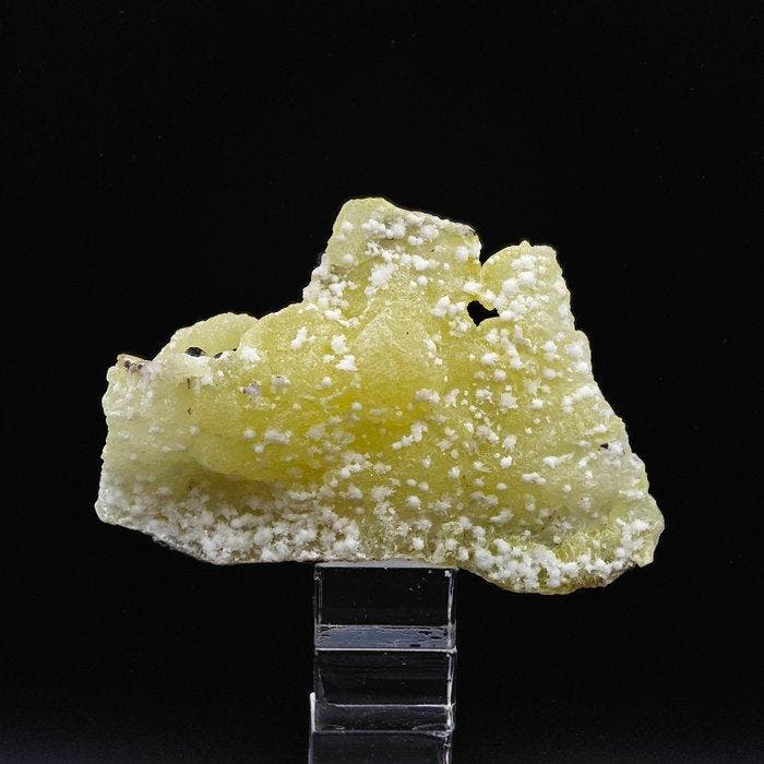 Zeldzame gele bruciet, bedekt met witte mineralen, esthetiek, Verzamelen, Mineralen en Fossielen