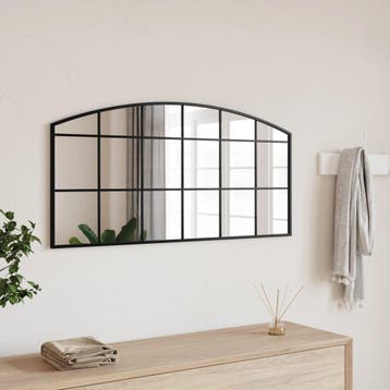 vidaXL Wandspiegel boog 100x50 cm ijzer zwart, Verzenden