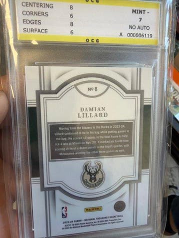 2023/24 Panini National Treasures Damian Lillard /15 Carte