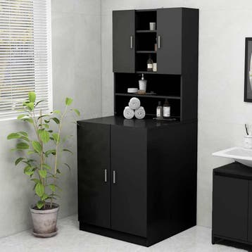 vidaXL Wasmachinekast 70,5x25,5x90 cm zwart, Verzenden