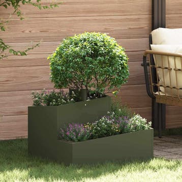 vidaXL Plantenbak Olijfgroen 60 x 60 x 50 cm Koudgewalst, Verzenden