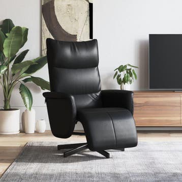 vidaXL Fauteuil verstelbaar met voetensteun kunstleer zwart, Huis en Inrichting, Fauteuils, Verzenden, Nieuw