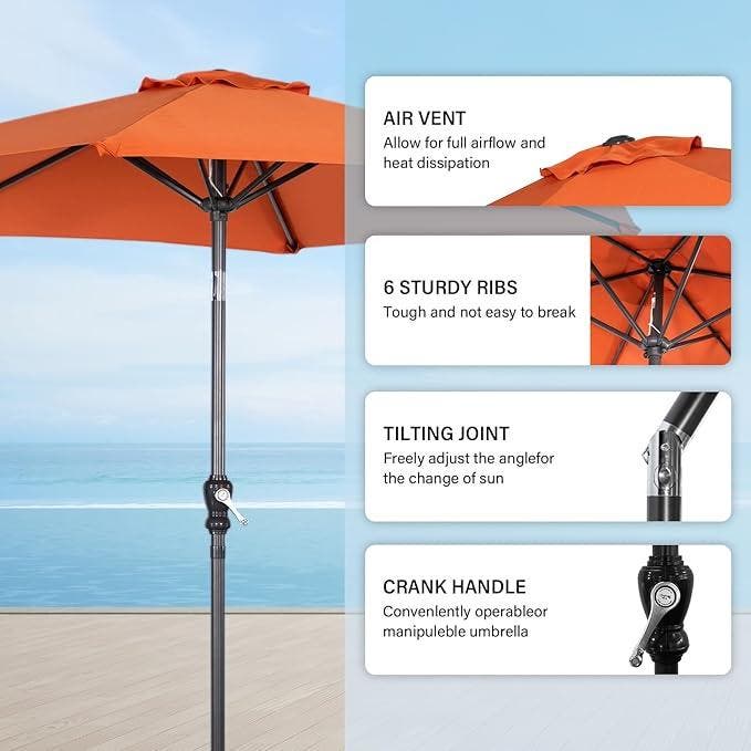 Zweefparasol Platinum Terracotta Marktscherm Voor Buiten Strand Parasol Angel Living Halve Parasol 270cm - Crème, UV50 Angel Living Parasol 270 Cm UV Bescherming Terras Parasol