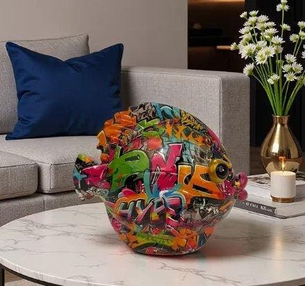 Beeldje - Pop Art Fish - Hars, Antiek en Kunst, Curiosa en Brocante