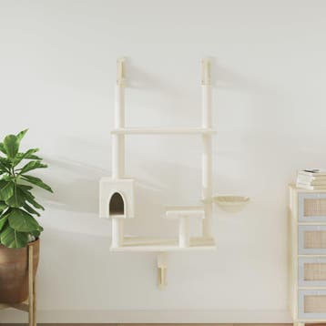 vidaXL Kattenmeubel wandgemonteerd met krabpaal 153 cm, Verzenden