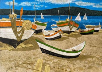 Yves Ganne (1931-2019) - Barques de pêcheurs sur la plage, Antiek en Kunst
