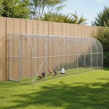 vidaXL Kippenhok Tegen de Muur zilver 600 x 150 x 215 cm, Verzenden, Nieuw