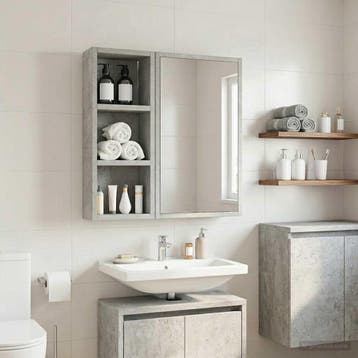 vidaXL Badkamer wandkast met plank Beton Grijs 20 x 10 x 50, Verzenden, Nieuw