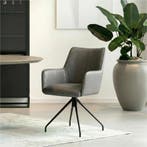 Leren draaibare eetkamerstoel Wave - Granada Steel (grijs), Huis en Inrichting, Stoelen, Bohemian, Eigentijds, Industrieel, Modern, Scandinavisch