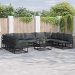 vidaXL Tuinbank Set met kussen 9 pcs Zwart Aluminium, Tuin en Terras, Verzenden, Nieuw