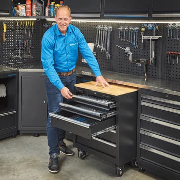 Datona Gereedschapswagen 5 laden met houten werkblad -, Ophalen of Verzenden