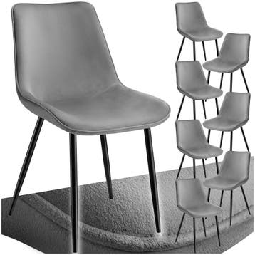Set stoelen Monroe fluweellook - grijs, Set van 8, Verzenden, Nieuw