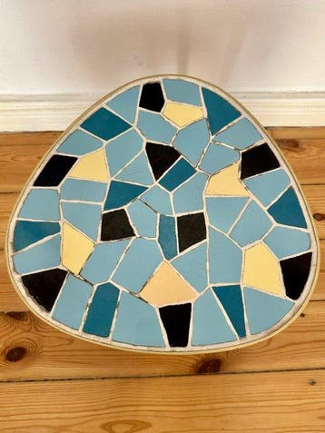 Bijzettafel - Steen, Metaal - Mozaïek bloementafel