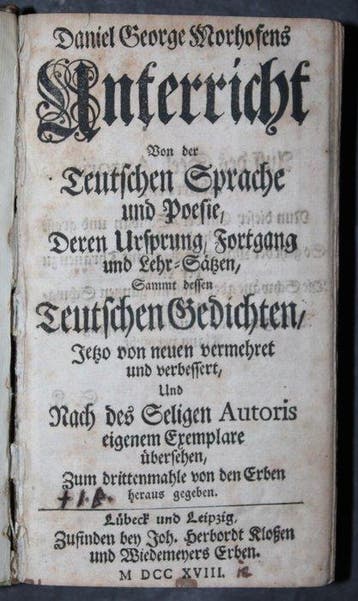 Daniel George Morhosens - Unterricht von der Teutschen, Antiek en Kunst