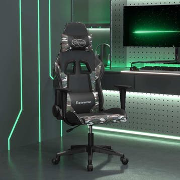 vidaXL Massage gamestoel kunstleer zwart en camouflage, Verzenden